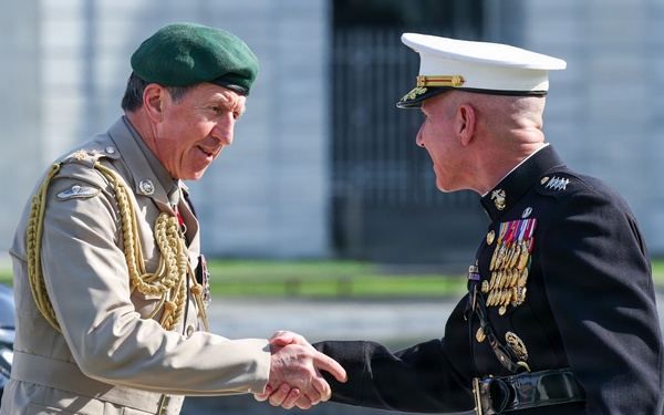 The Commandant, Gen. Eric M. Smith hosts First Sea Lord Commandant General Sir Gwyn Jenkins at a Sunset Parade