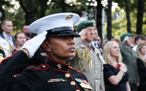 The Commandant, Gen. Eric M. Smith hosts First Sea Lord Commandant General Sir Gwyn Jenkins at a Sunset Parade