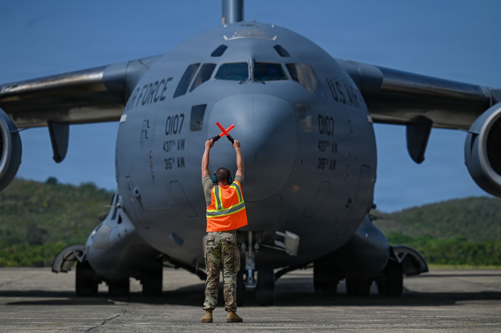 Joint Base Charleston C-17 lands in Puerto Rico in support of Venezuela