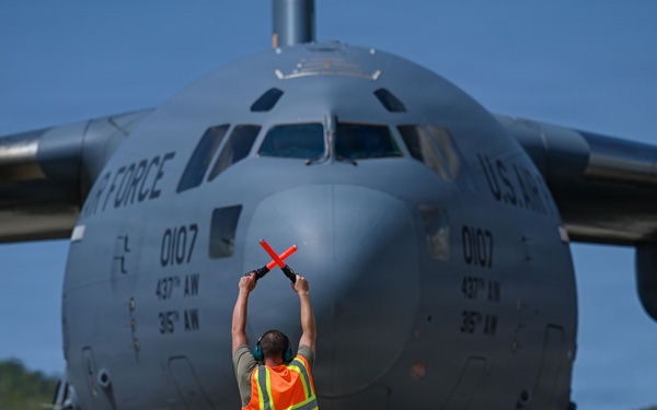Joint Base Charleston C-17 lands in Puerto Rico in support of Venezuela