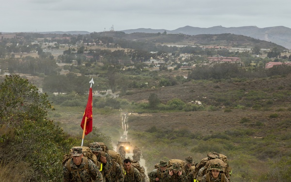 1st MLG Marines and Sailors celebrate unit birthday with a 5k Hike