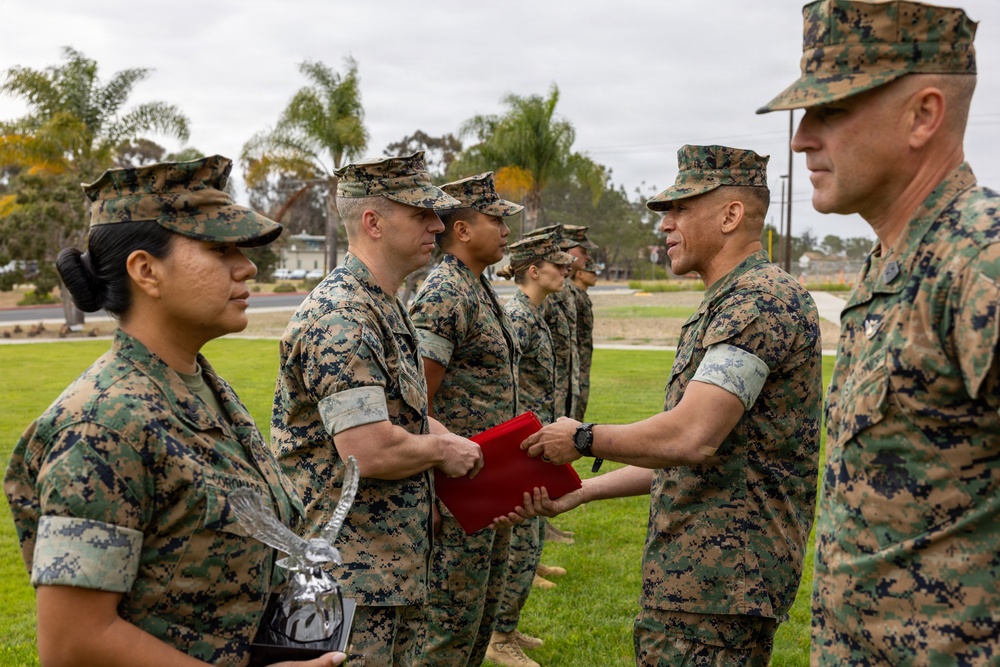 1st MLG recognizes Marines and Sailors during quarterly awards ceremony