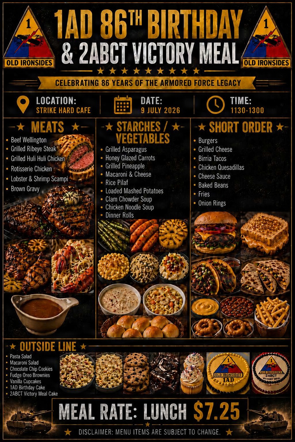 Strike hard, 1AD birthday flyers, 1AD birthday menu