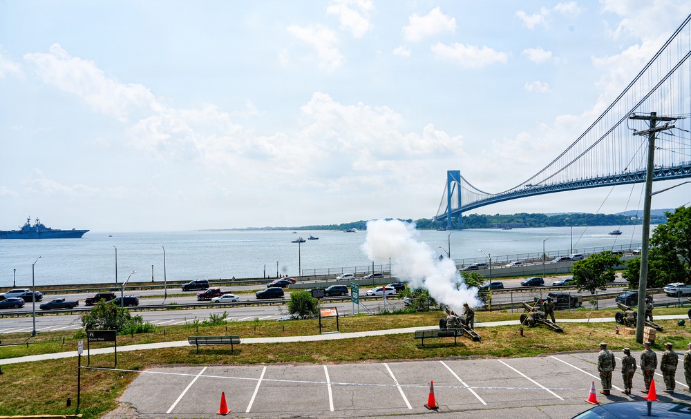 Fort Hamilton Renders Cannon Salute as USS Kearsarge Arrives for Sail4th 250 and International Naval Review
