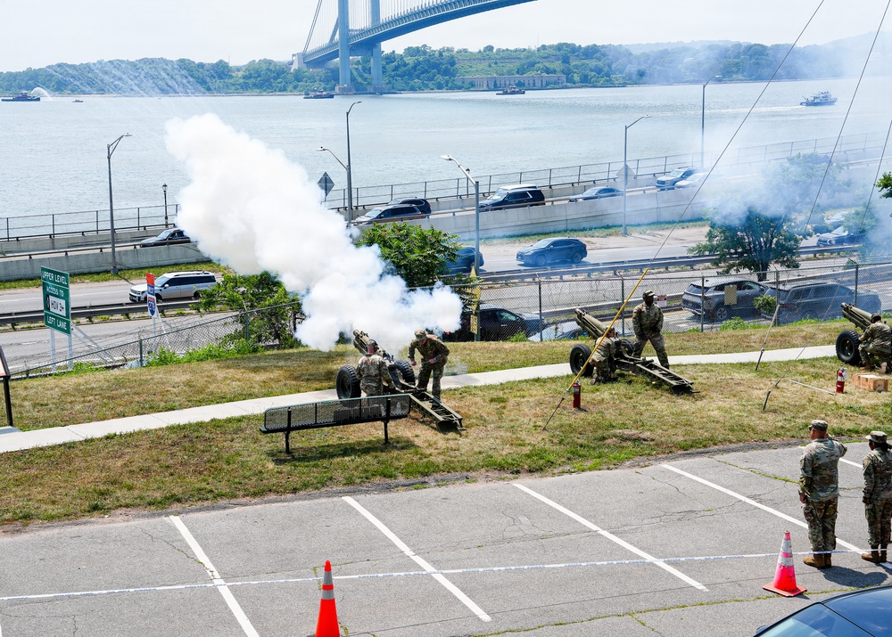 Fort Hamilton Renders Cannon Salute as USS Kearsarge Arrives for Sail4th 250 and International Naval Review