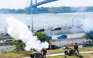 Fort Hamilton Renders Cannon Salute as USS Kearsarge Arrives for Sail4th 250 and International Naval Review