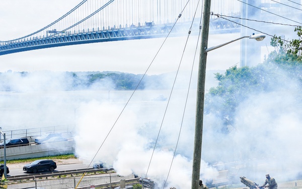 Fort Hamilton Renders Cannon Salute as USS Kearsarge Arrives for Sail4th 250 and International Naval Review