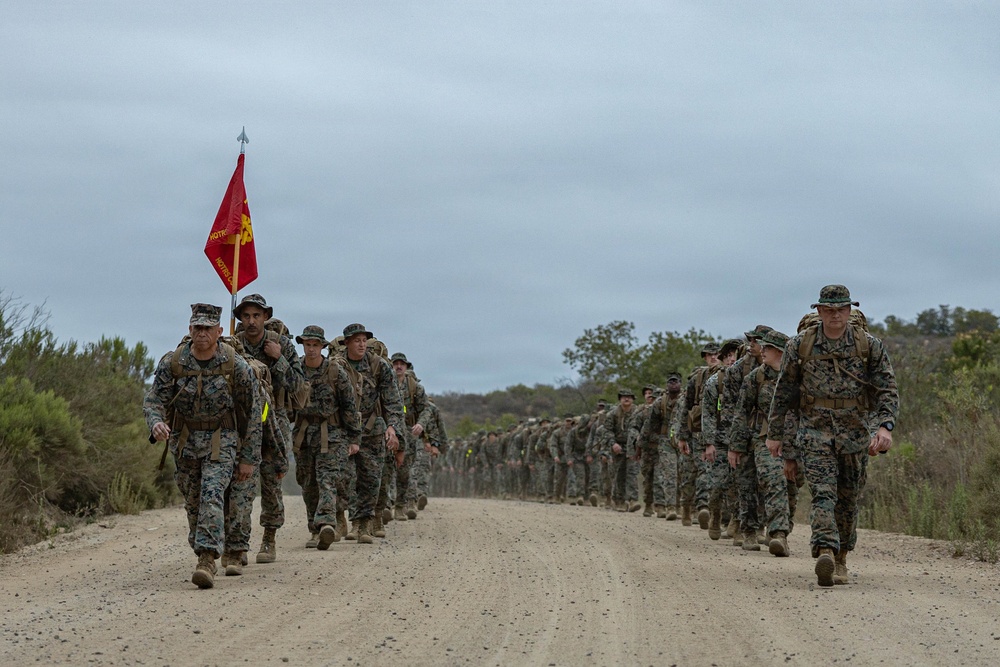 1st MLG Marines and Sailors celebrate unit birthday with a 5k Hike
