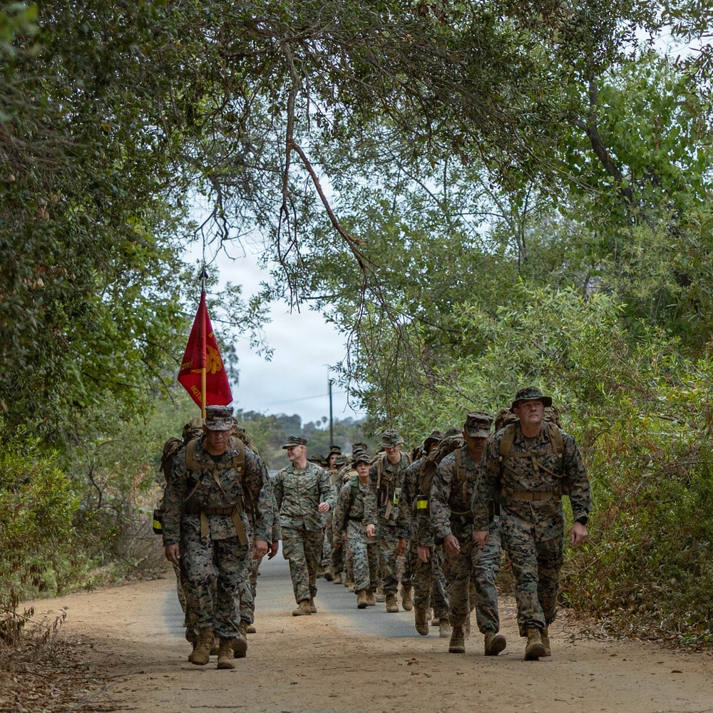1st MLG Marines and Sailors celebrate unit birthday with a 5k Hike