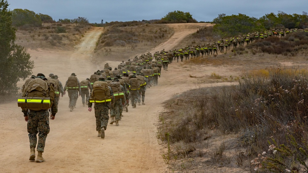1st MLG Marines and Sailors celebrate unit birthday with a 5k Hike