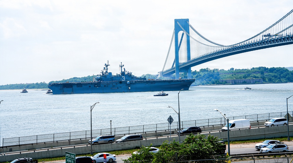 Fort Hamilton Renders Cannon Salute as USS Kearsarge Arrives for Sail4th 250 and International Naval Review