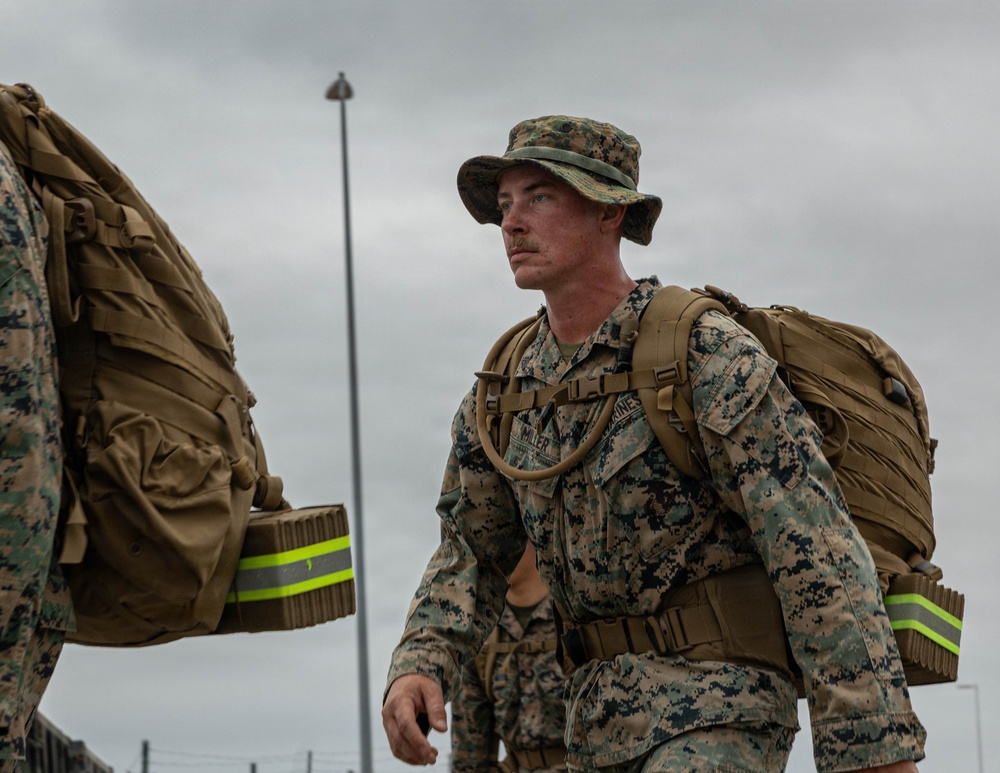 1st MLG Marines and Sailors celebrate unit birthday with a 5k Hike