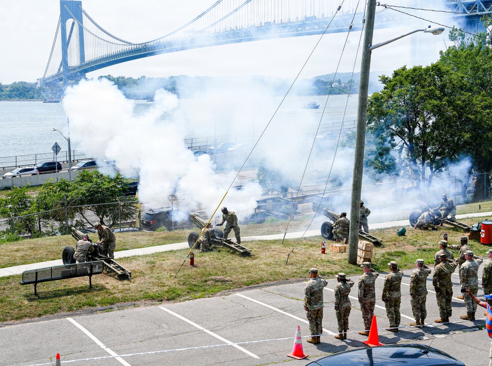 Fort Hamilton Renders Cannon Salute as USS Kearsarge Arrives for Sail4th 250 and International Naval Review