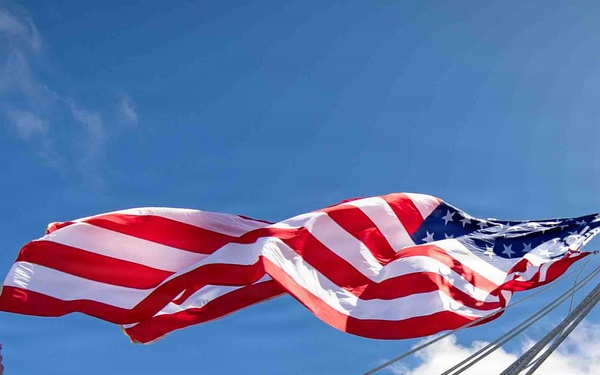 Battle Ensign Raised on USS George Washington Mast