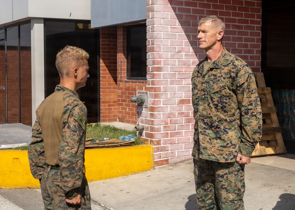 MajGen Jarrard promotes a Marine to NCO