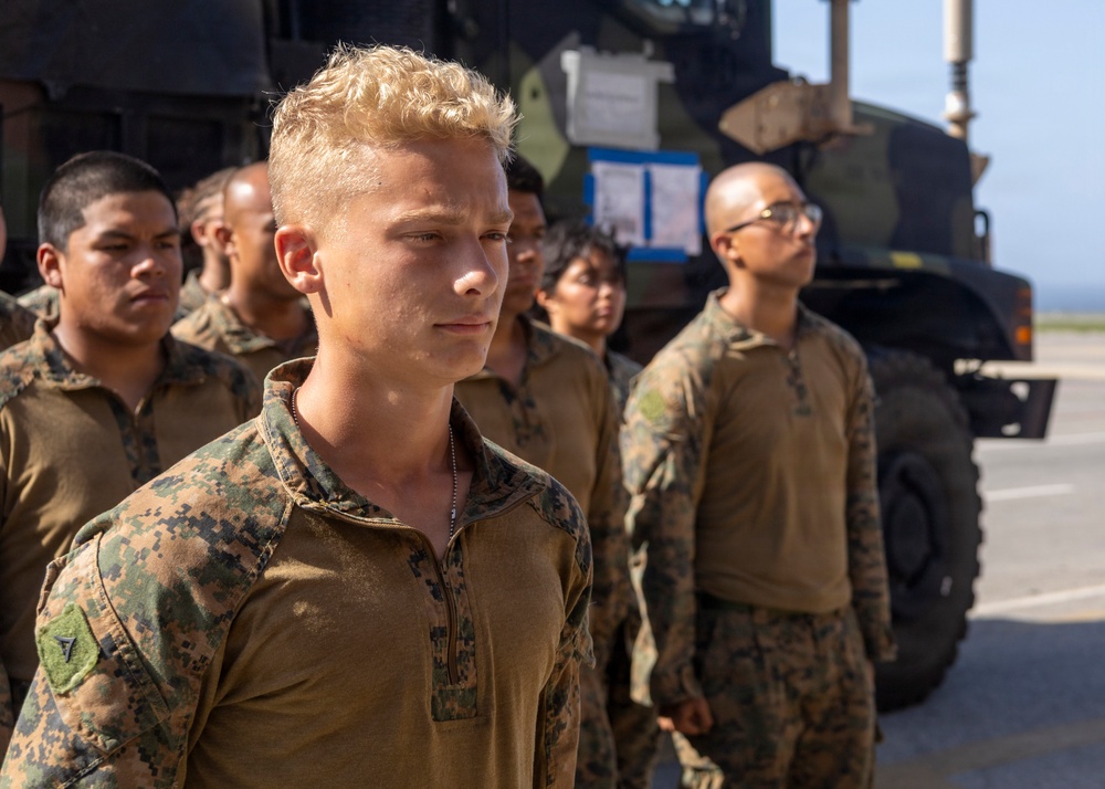 MajGen Jarrard promotes a Marine to NCO