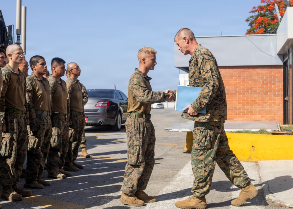 MajGen Jarrard promotes a Marine to NCO