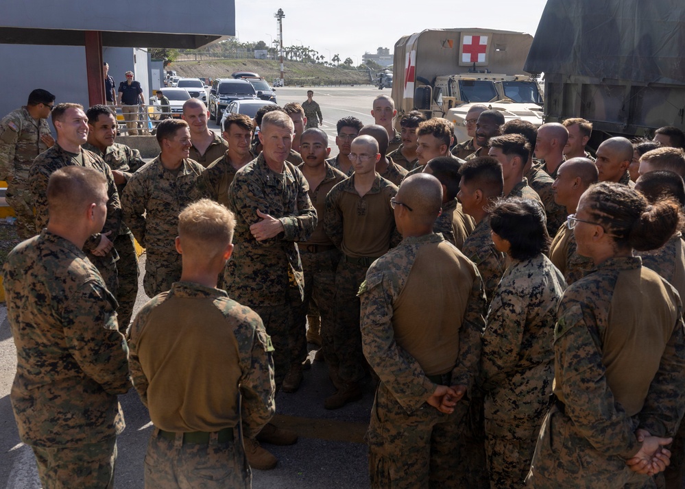 MajGen Jarrard promotes a Marine to NCO