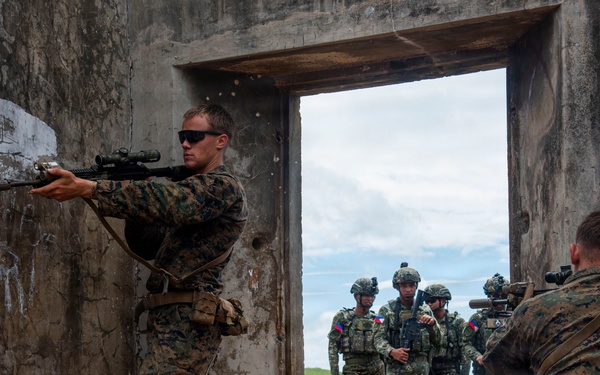 U.S. Marines participate in military operations in urban terrain training during KAMANDAG 10