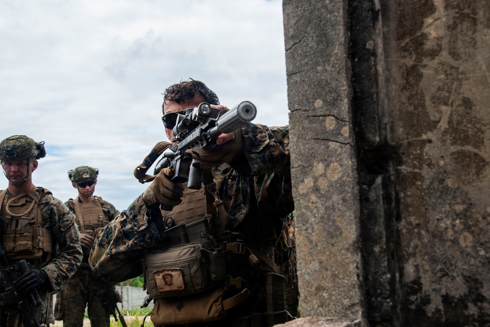U.S. Marines participate in military operations in urban terrain training during KAMANDAG 10