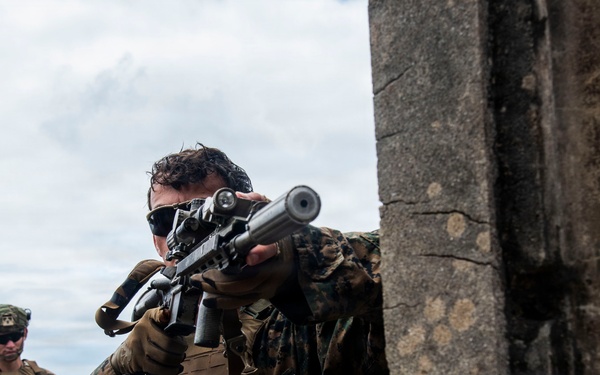 U.S. Marines participate in military operations in urban terrain training during KAMANDAG 10