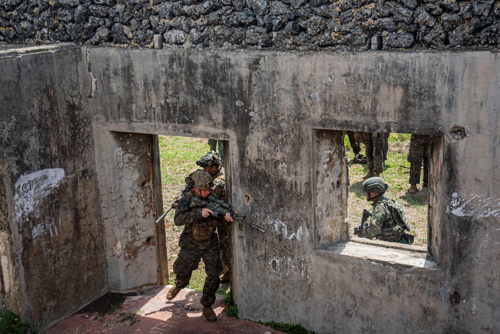U.S. Marines participate in military operations in urban terrain training during KAMANDAG 10