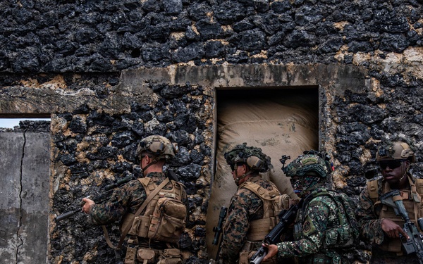 U.S. Marines participate in military operations in urban terrain training during KAMANDAG 10