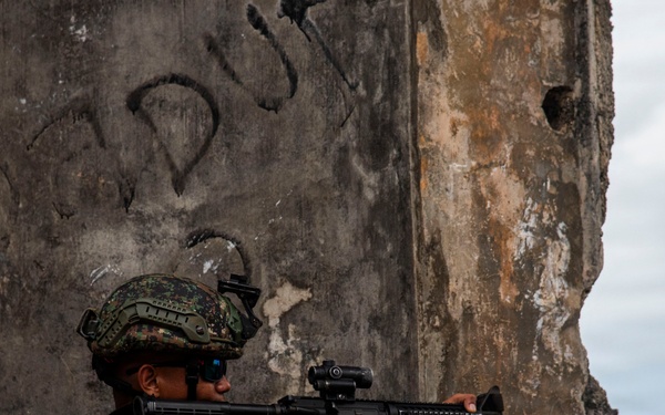 U.S. Marines participate in military operations in urban terrain training during KAMANDAG 10