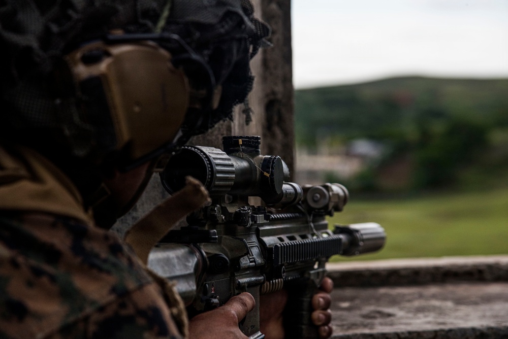 U.S. Marines participate in military operations in urban terrain training during KAMANDAG 10