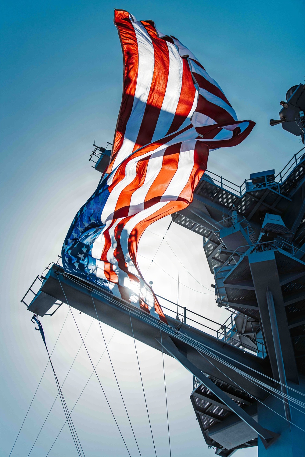 Battle Ensign Raised on USS George Washington Mast