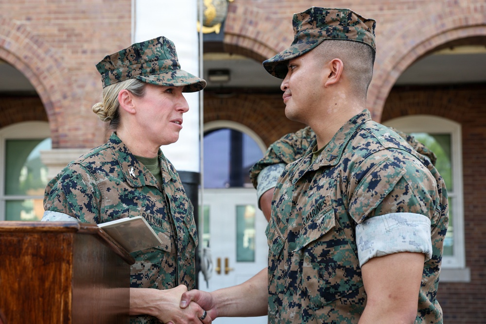 Marines recognized at Marine Barracks Washington Battalion Formation
