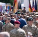 Soldiers and NATO Allies gather around Gen. Christopher Donahue after his relinquishment of Command.