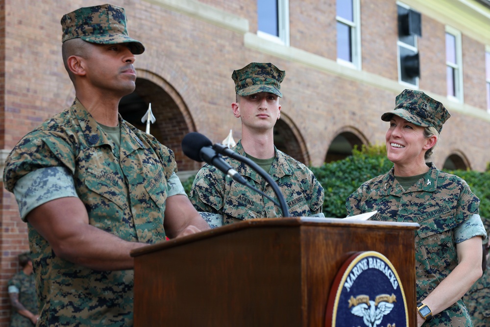 Marines recognized at Marine Barracks Washington Battalion Formation