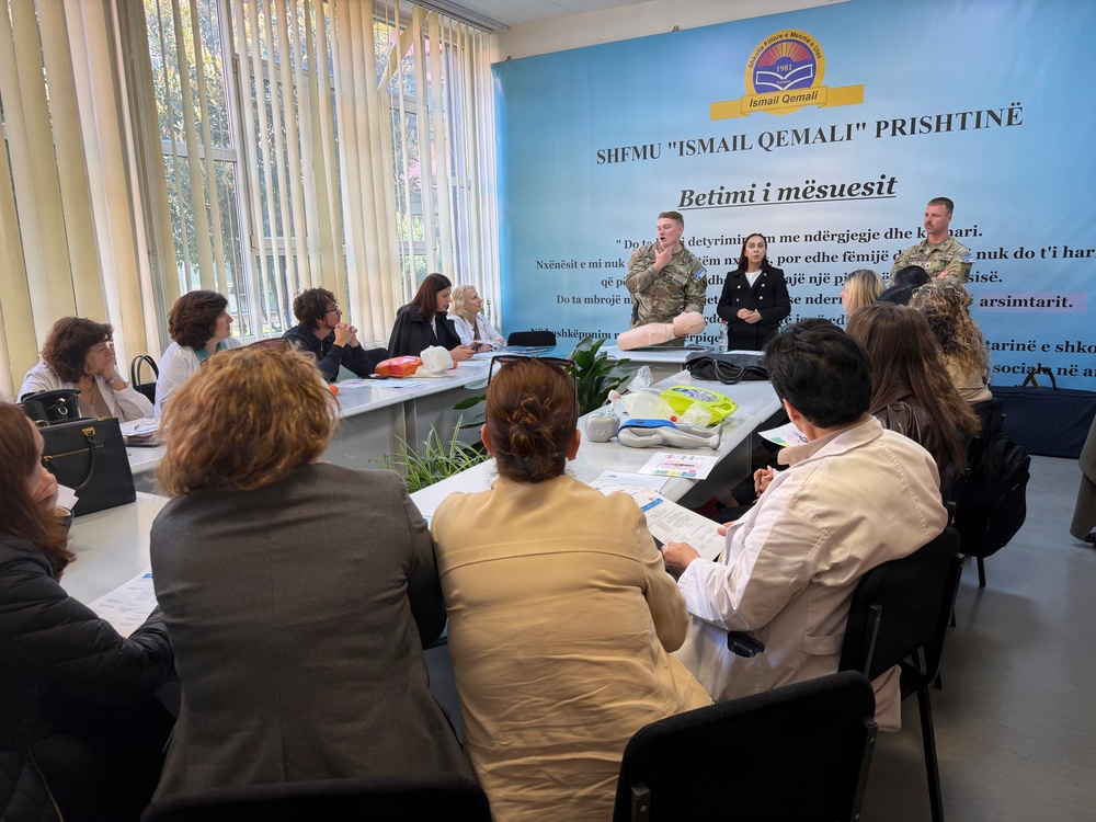 KFOR RC-E medics conduct CPR training for teachers in Pristina