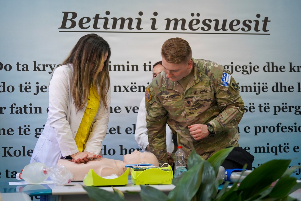 KFOR RC-E medics conduct CPR training for teachers in Pristina