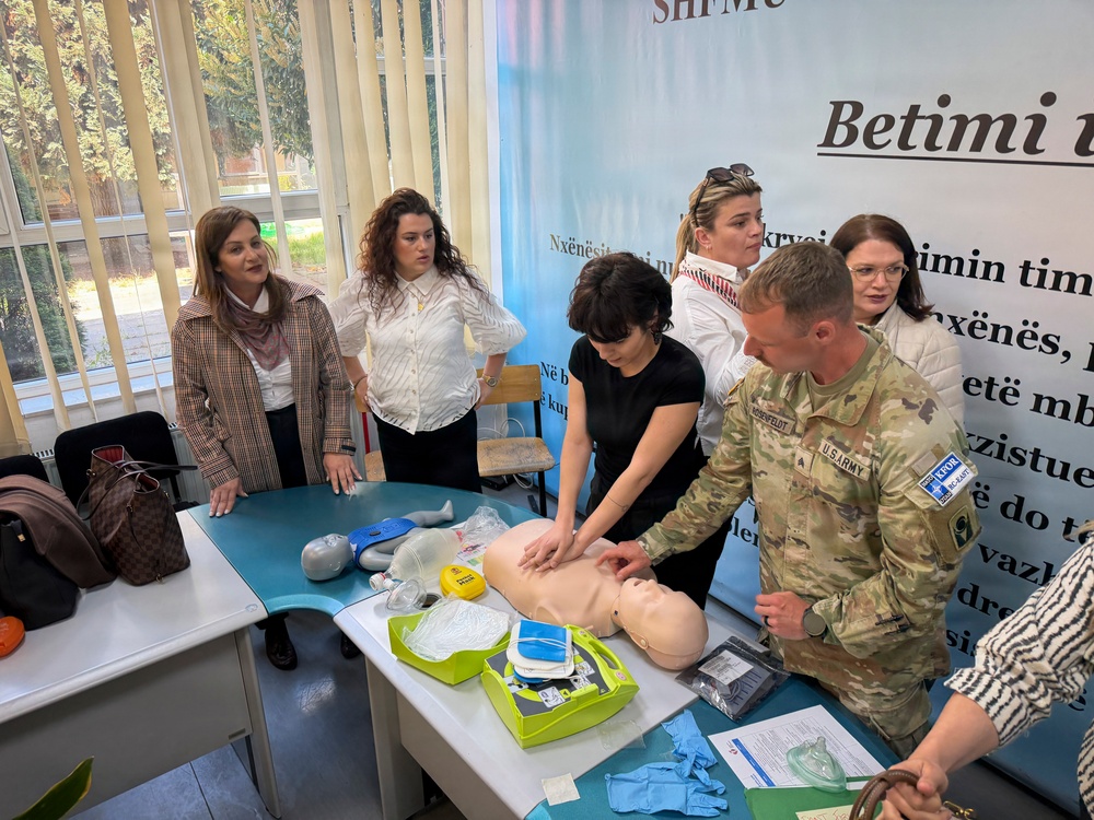 KFOR RC-E medics conduct CPR training for teachers in Pristina