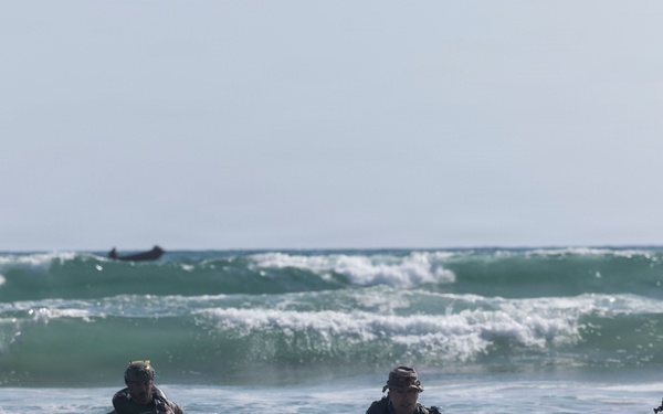 U.S. Marines with 1st Recon Bn. conduct amphibious reconnaissance skills training