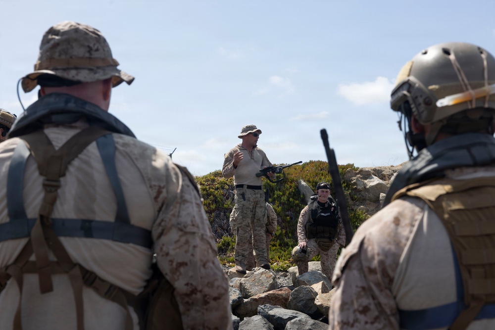 U.S. Marines with 1st Recon Bn. conduct amphibious reconnaissance skills training