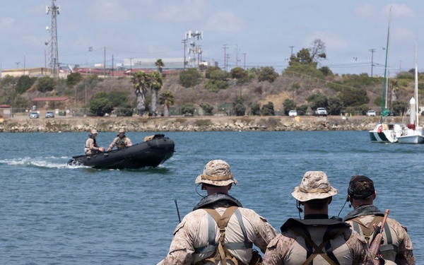 U.S. Marines with 1st Recon Bn. conduct amphibious reconnaissance skills training