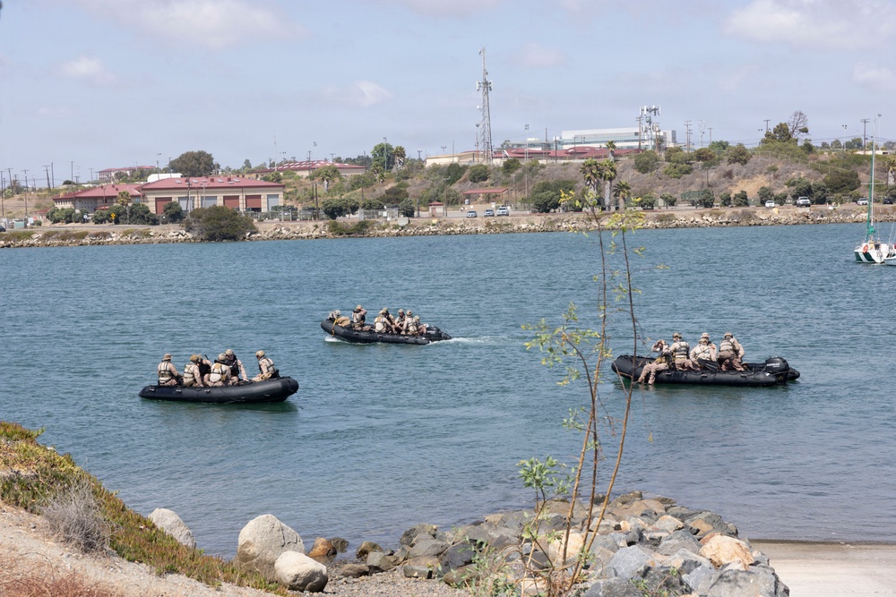 U.S. Marines with 1st Recon Bn. conduct amphibious reconnaissance skills training