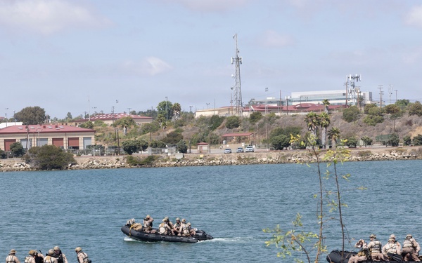U.S. Marines with 1st Recon Bn. conduct amphibious reconnaissance skills training
