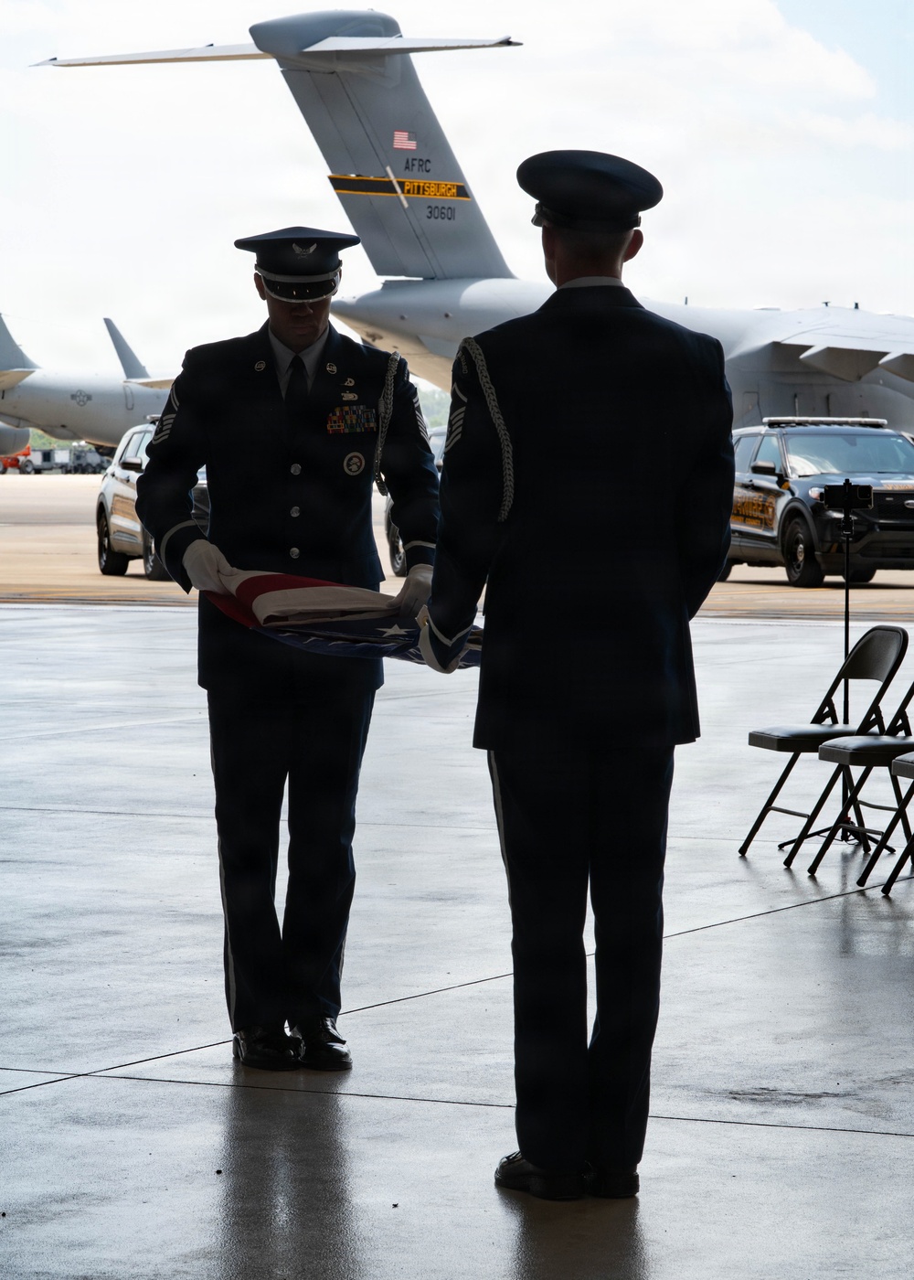 911th Airlift Wing welcomes Sojourn 250 flag for final leg of yearlong journey