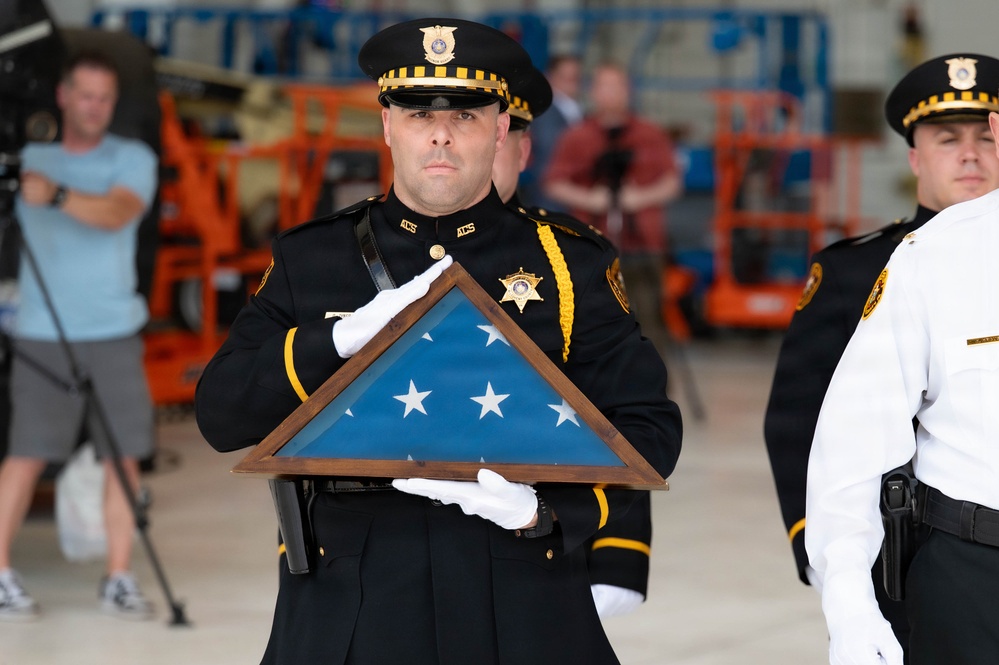 911th Airlift Wing welcomes Sojourn 250 flag for final leg of yearlong journey