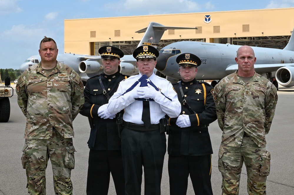 911th Airlift Wing welcomes Sojourn 250 flag for final leg of yearlong journey