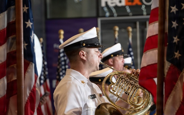 The U.S. Navy Ceremonial Band performs at Fox and Friends morning show
