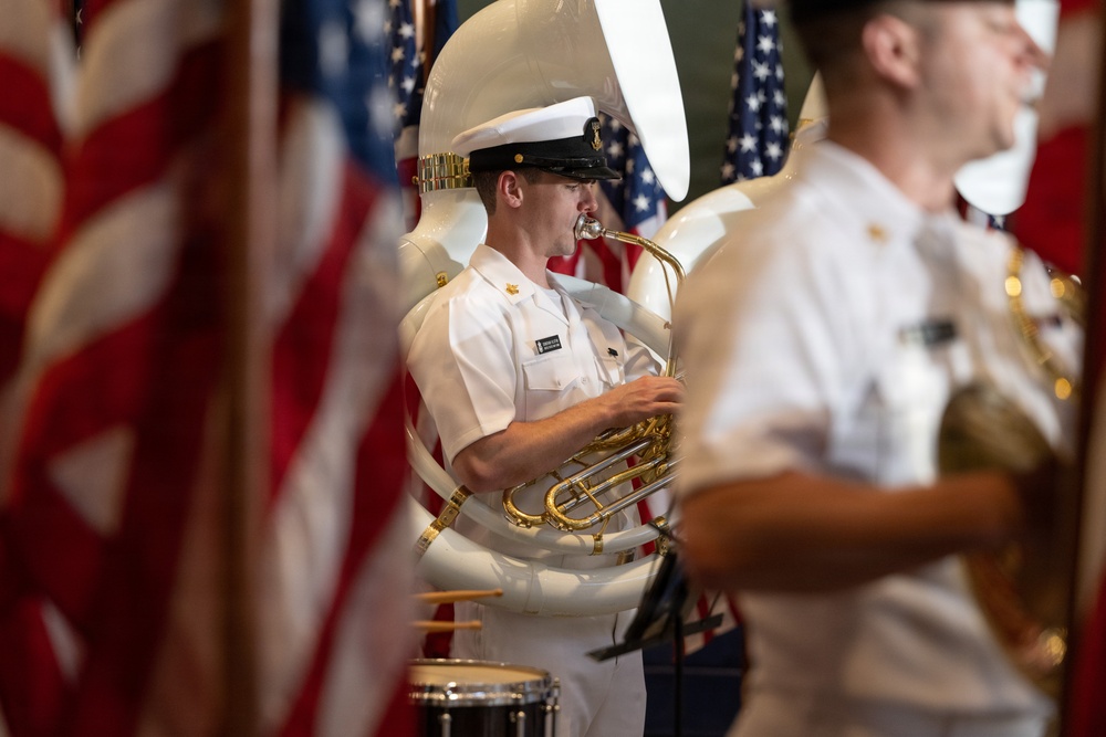 The U.S. Navy Ceremonial Band performs at Fox and Friends morning show