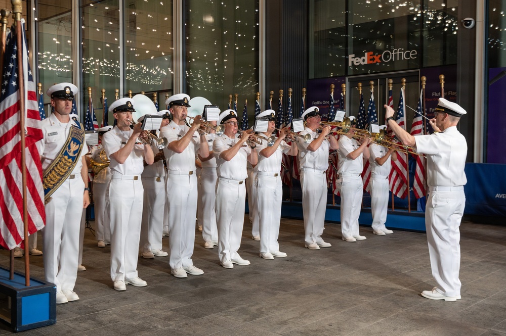 The U.S. Navy Ceremonial Band performs at Fox and Friends morning show