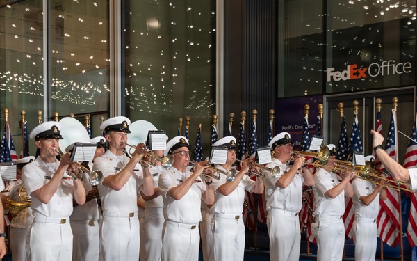 The U.S. Navy Ceremonial Band performs at Fox and Friends morning show