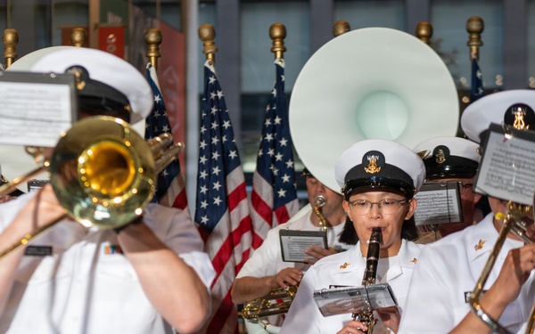 The U.S. Navy Ceremonial Band performs at Fox and Friends morning show