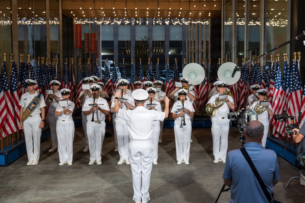 The U.S. Navy Ceremonial Band performs at Fox and Friends morning show